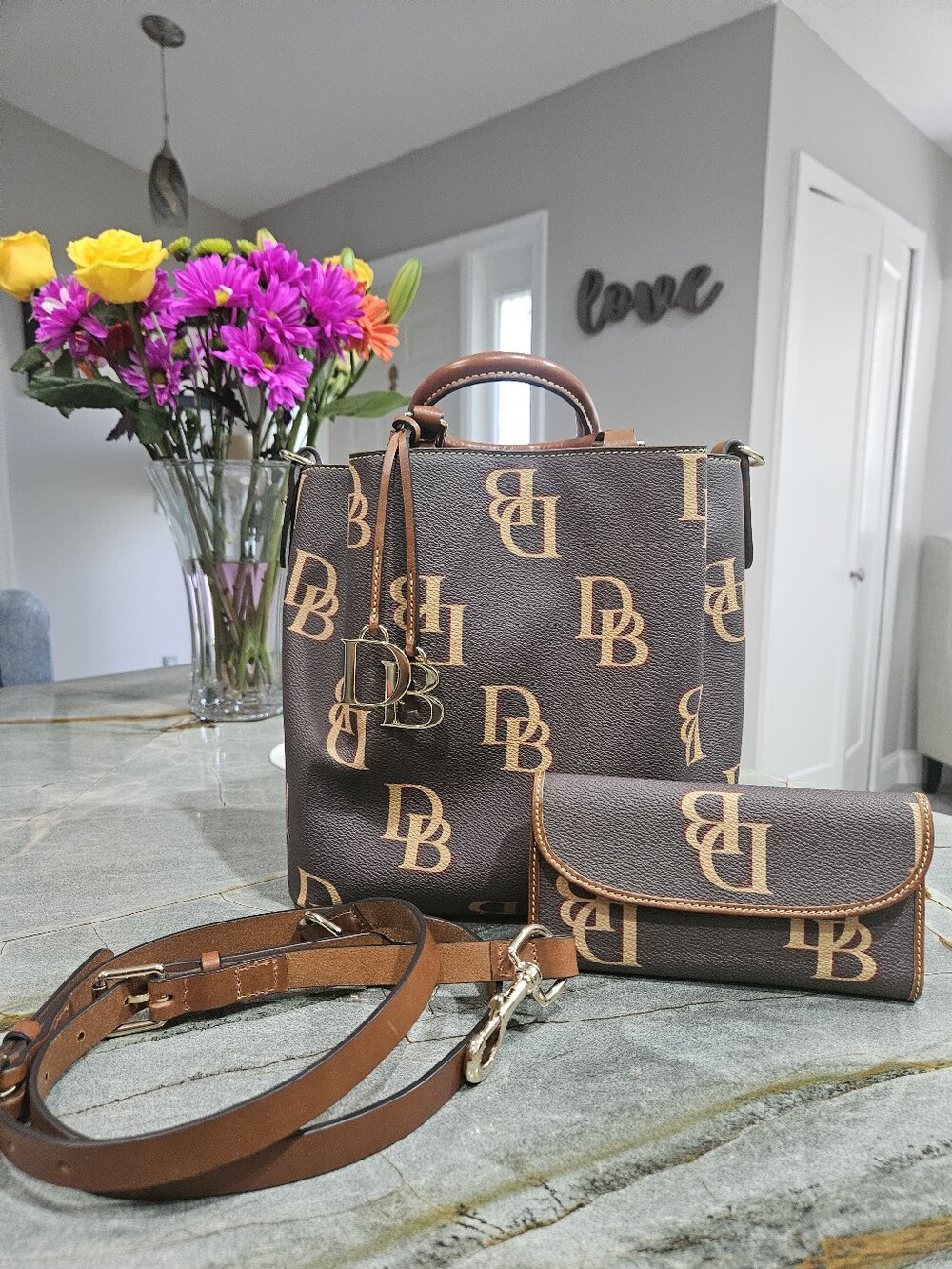 Dooney & Bourke DB Monogram Small Barlow and Wallet Set